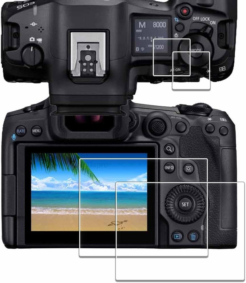 iDaPro Screen Protector for Canon EOS R5 Mark II/EOSR5 Markii/ R5 II R5II[2Pcs]+Tempered Glass for Top Screen[2Pcs],Tempered Glass,9H Hardness,Anti-Scrach,Anti-Bubble,Easy Installation - Image 1